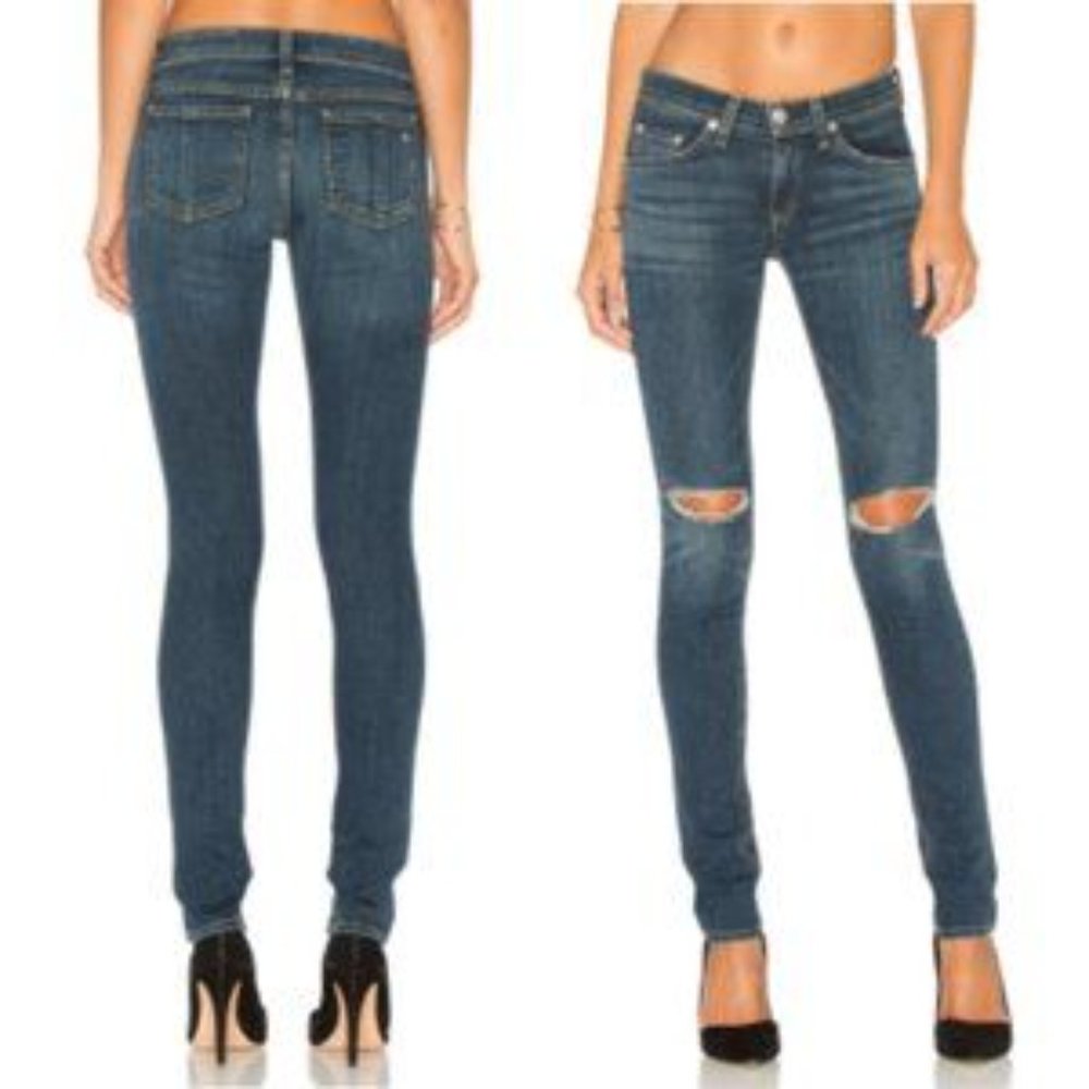 RAG & BONE Vashon Destroyed Ripped Busted Knee Skinny Jeans Size 28